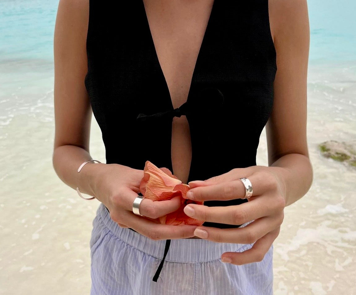 City ring hammered silver 8mm