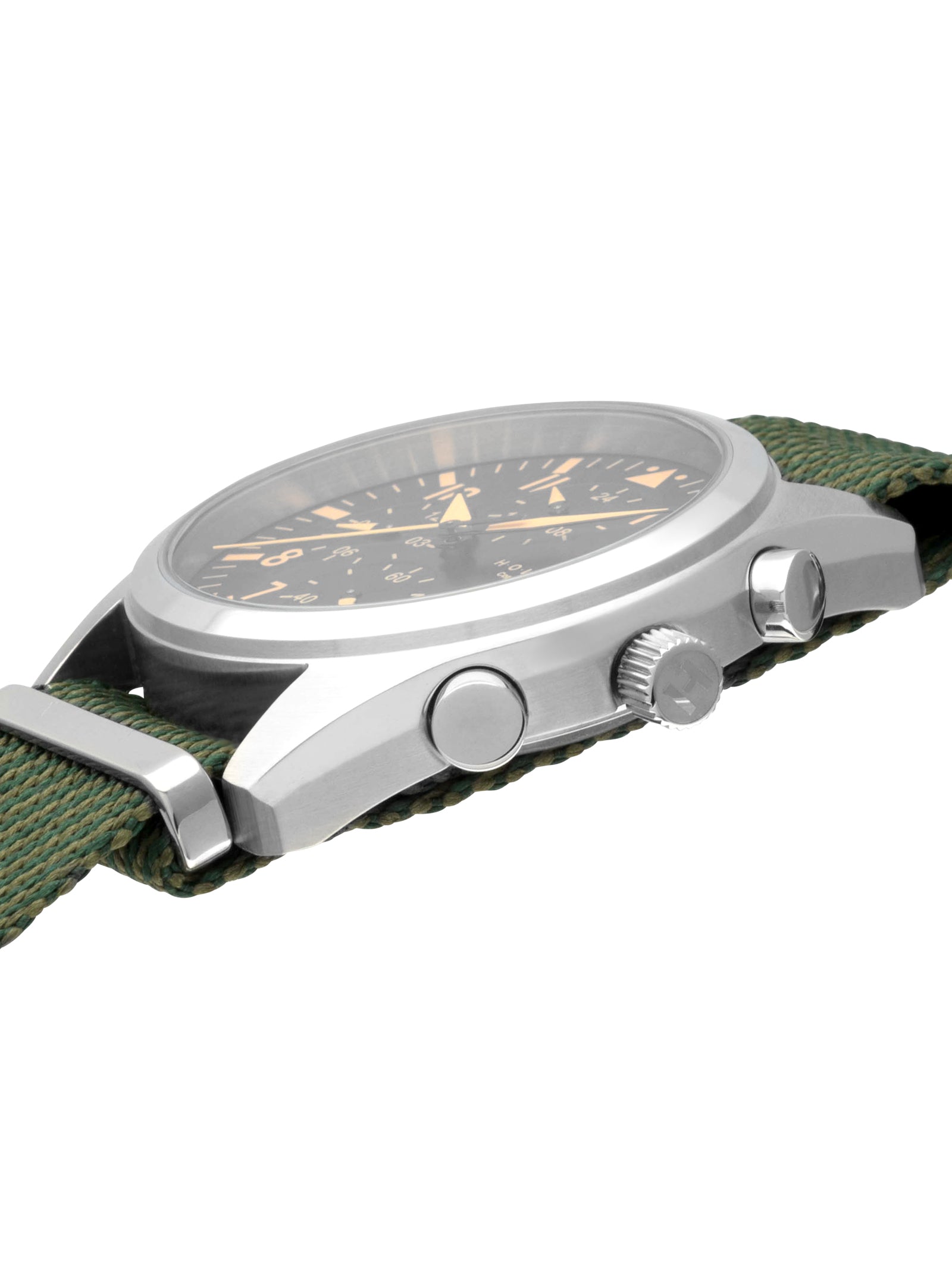 Adventurer watch 42mm black/orange dial with green nato strap