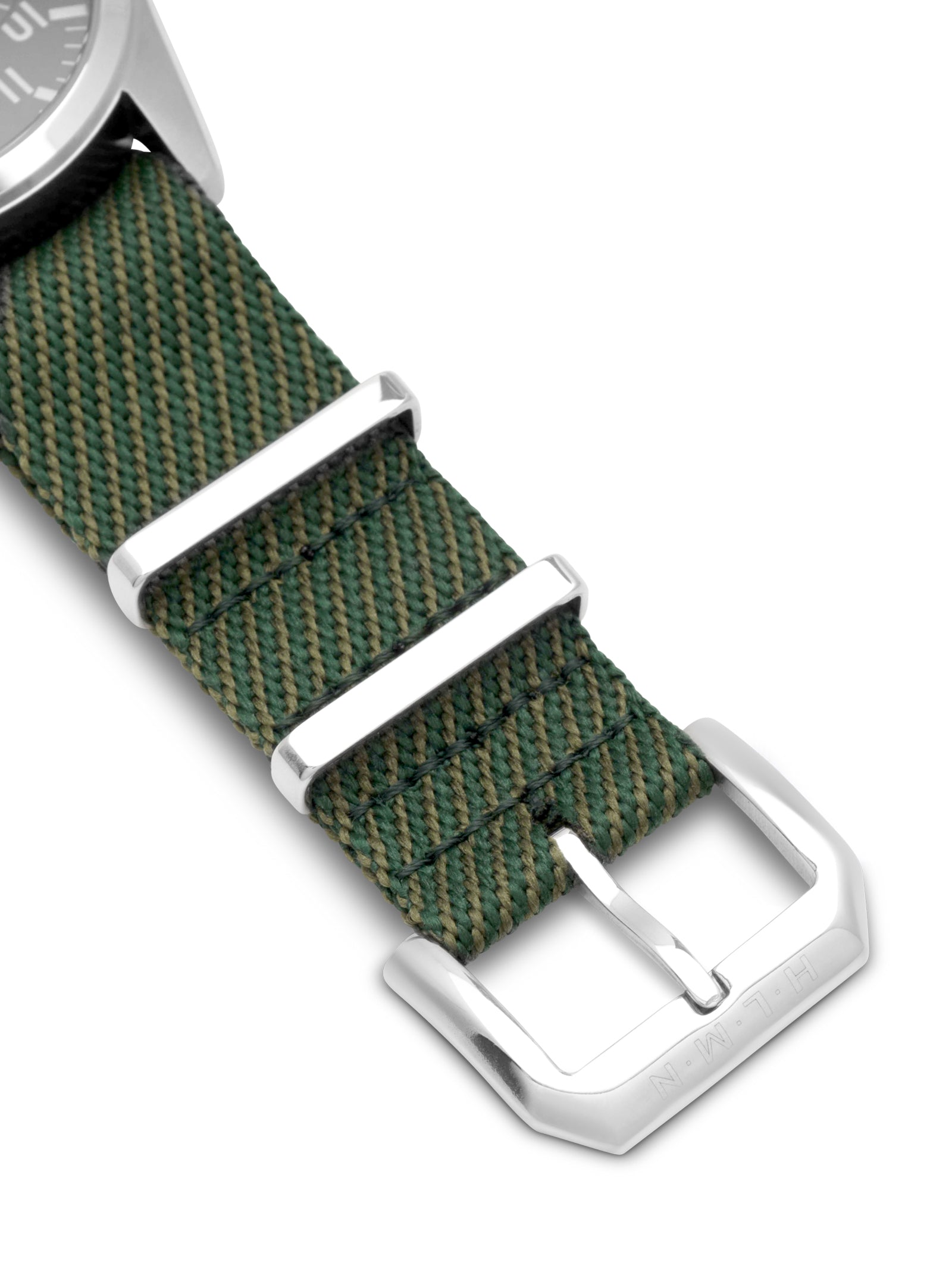 Adventurer watch 42mm black/orange dial with green nato strap