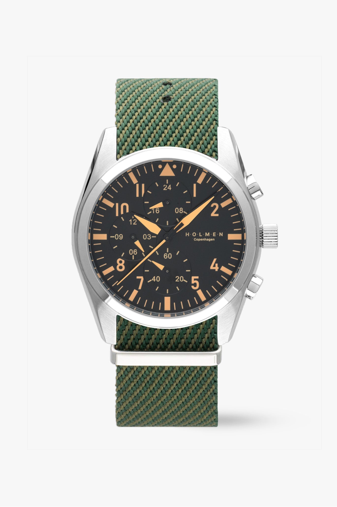 Adventurer 42mm Chronograph Watch Black/Orange | HOLMEN Copenhagen