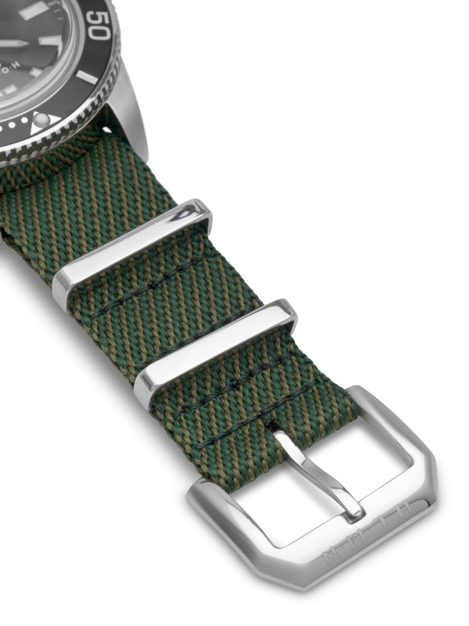 Explorer watch 44mm grey/black dial with green nato strap