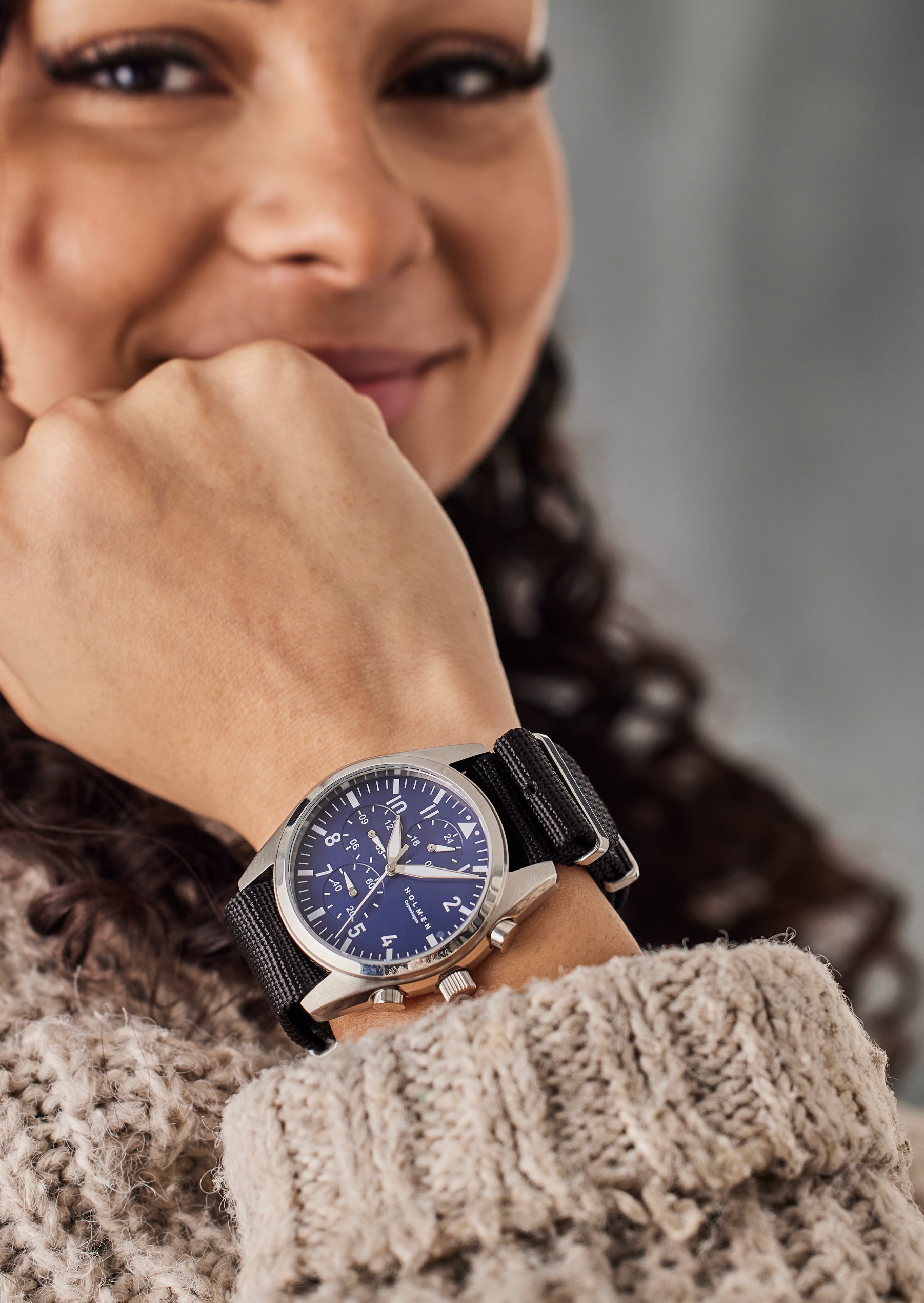 Adventurer watch 42mm navy blue dial with black nato strap