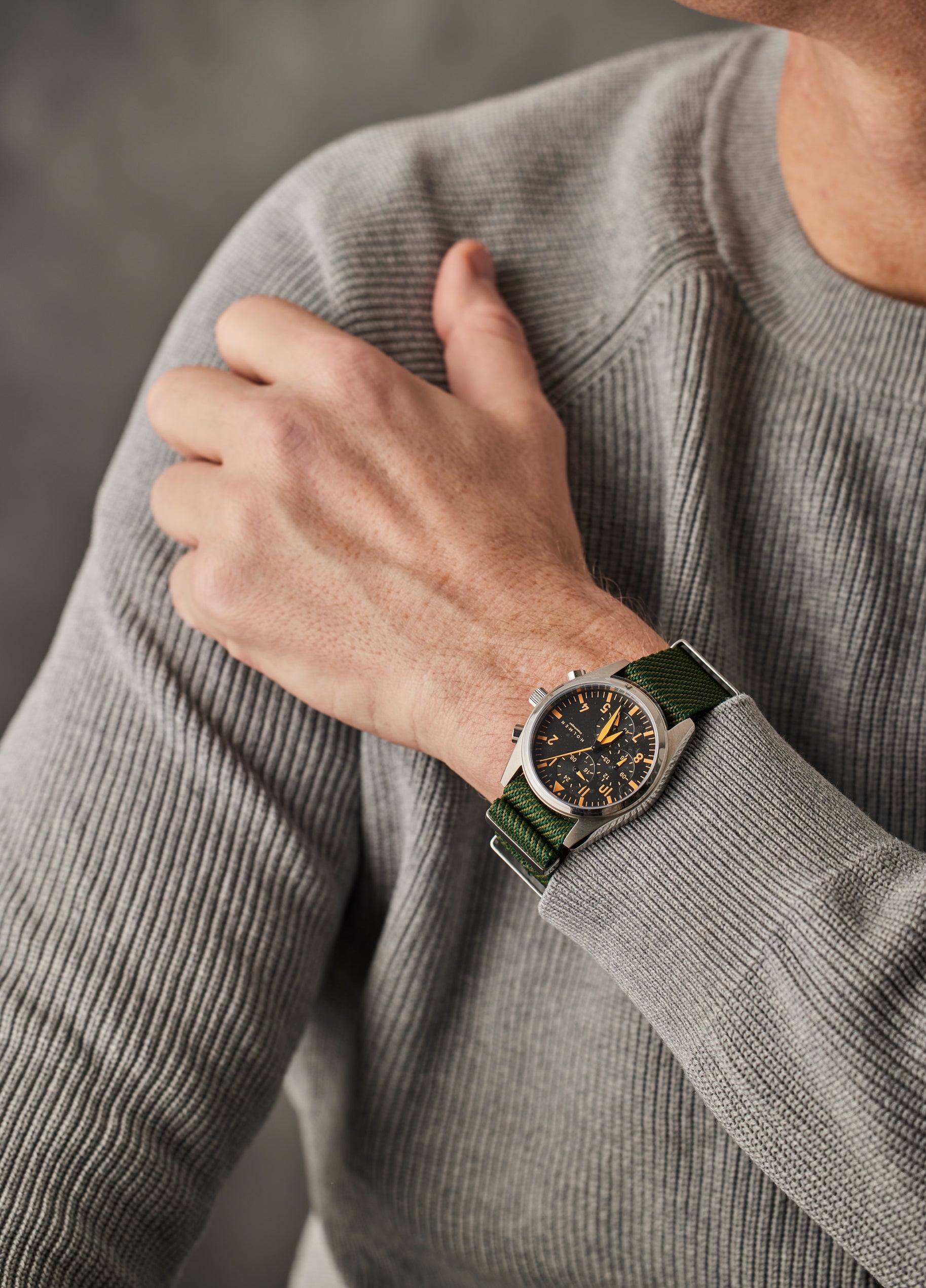 Adventurer 42mm Chronograph Watch Black/Orange | HOLMEN Copenhagen
