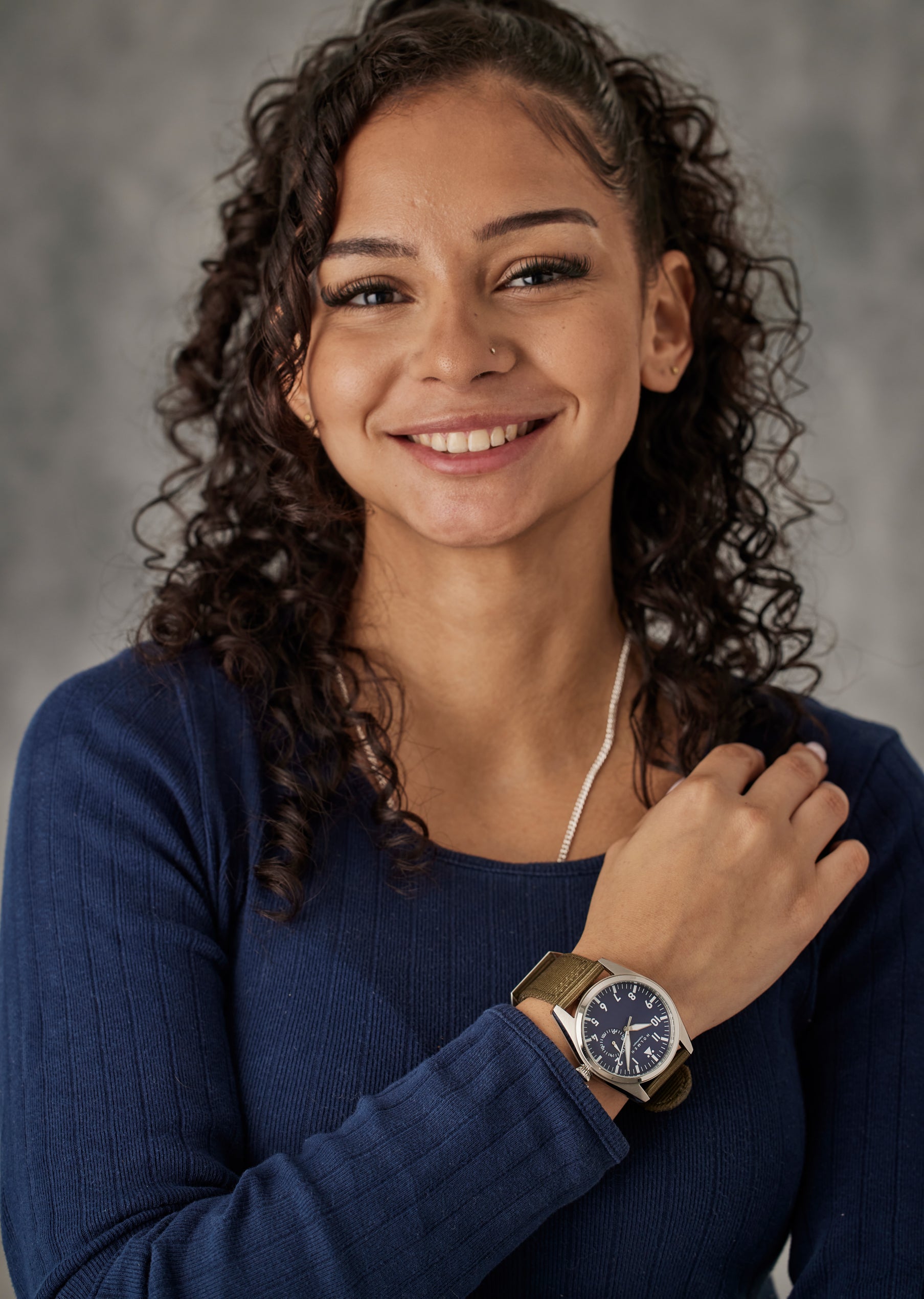 City watch 42mm navy blue dial with 2-piece khaki strap
