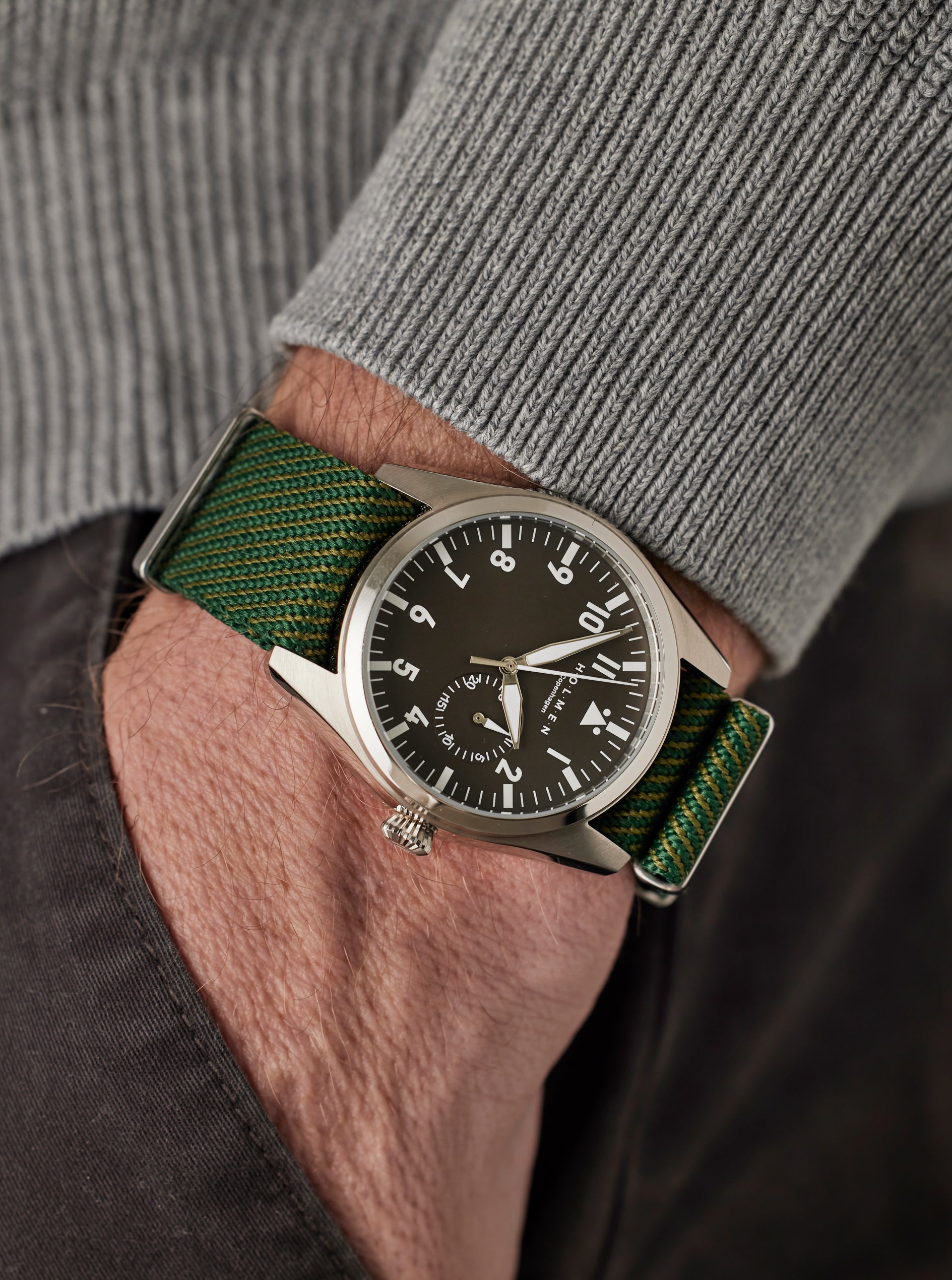 City watch 42mm grey dial with green nato strap