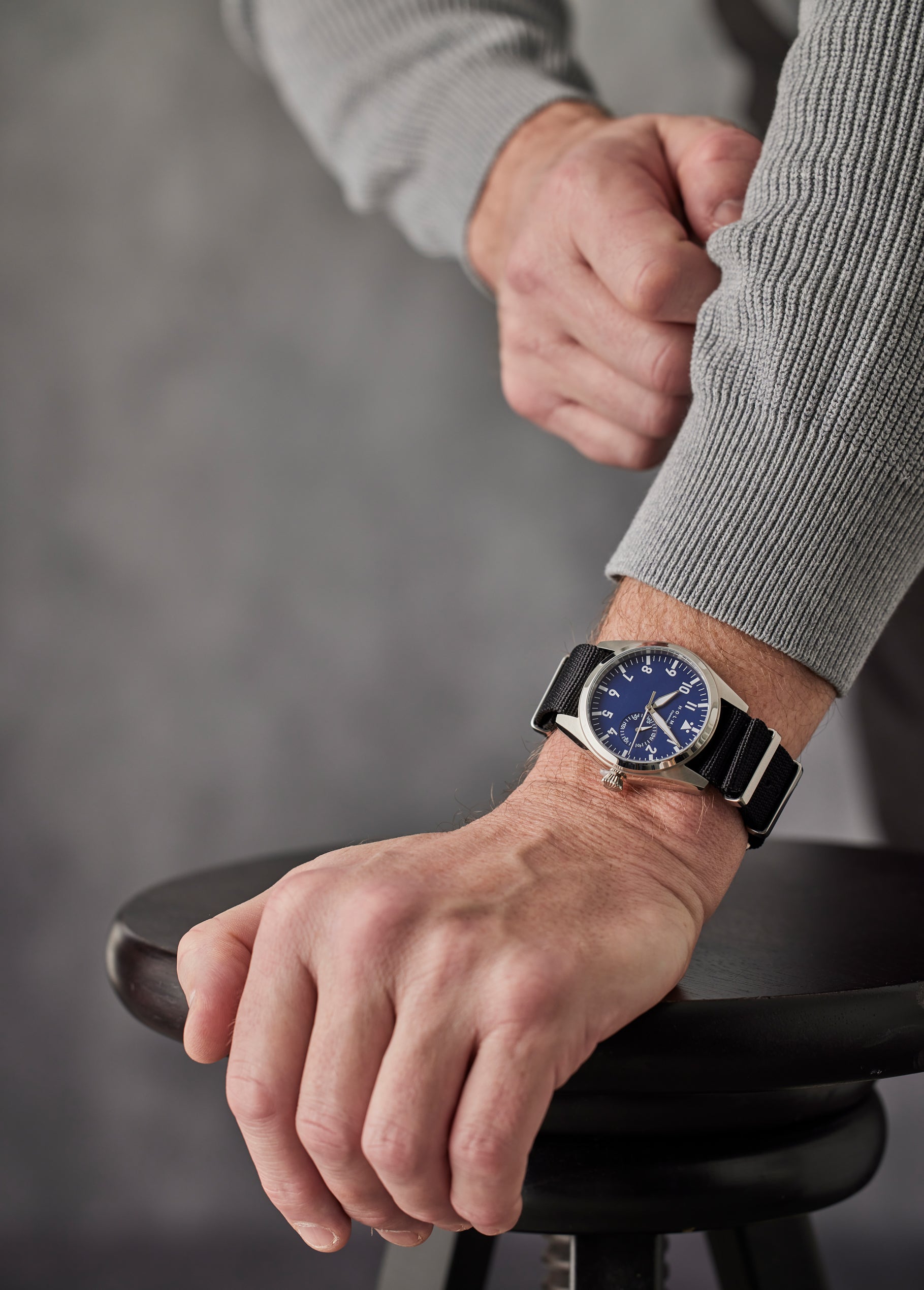 City watch 42mm navy blue dial with black nato strap