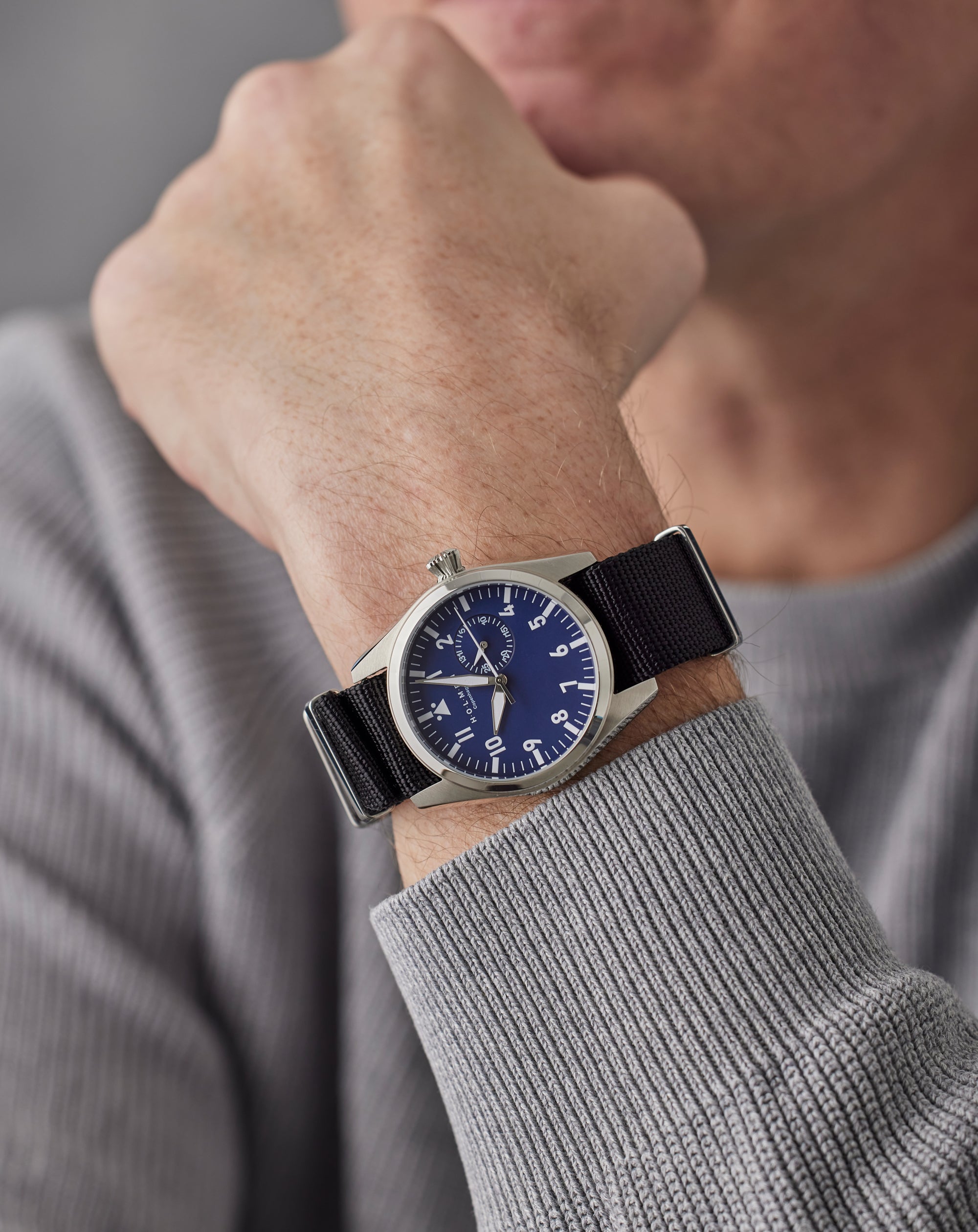 City watch 42mm navy blue dial with black nato strap