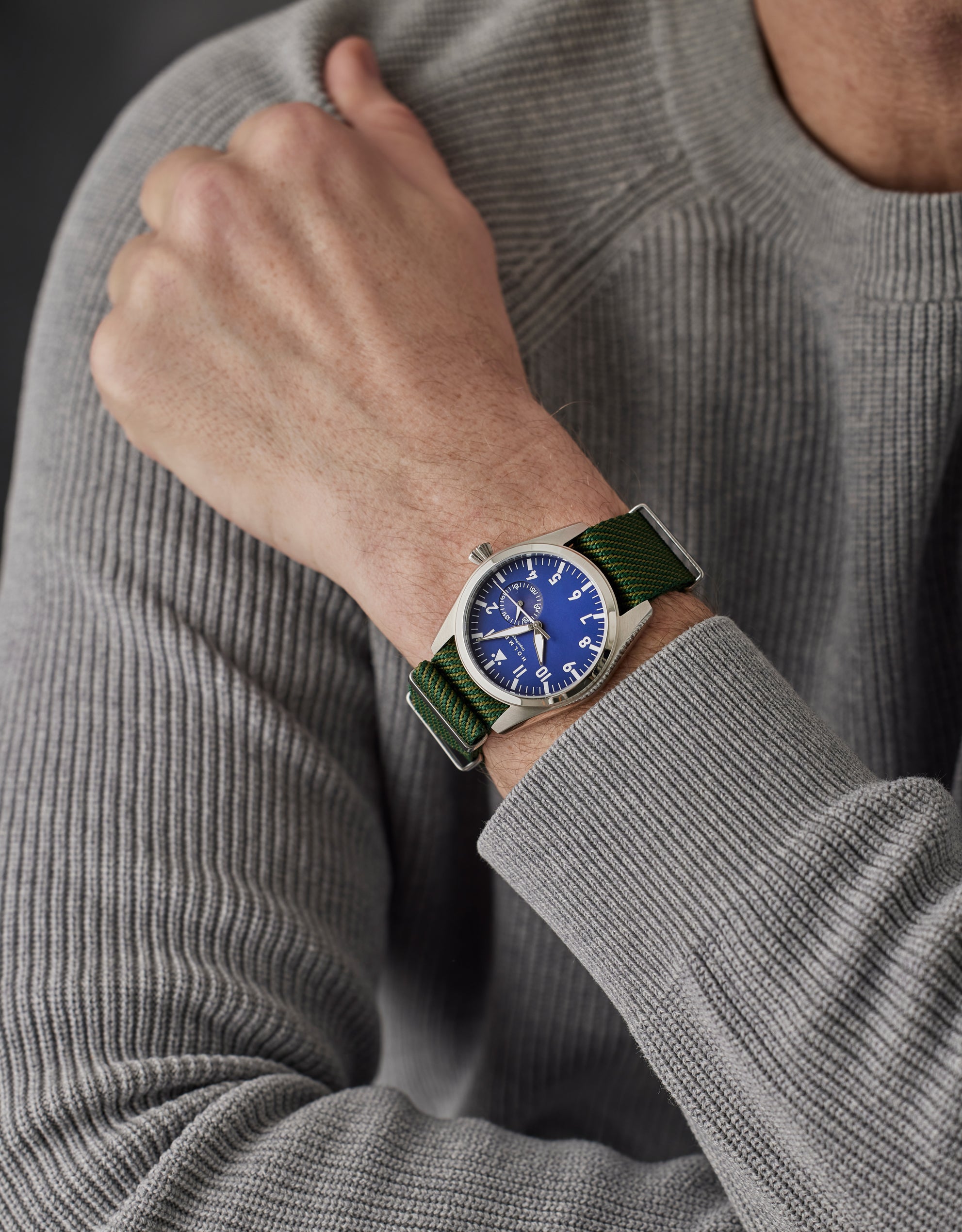 City watch 42mm navy blue dial with green nato strap