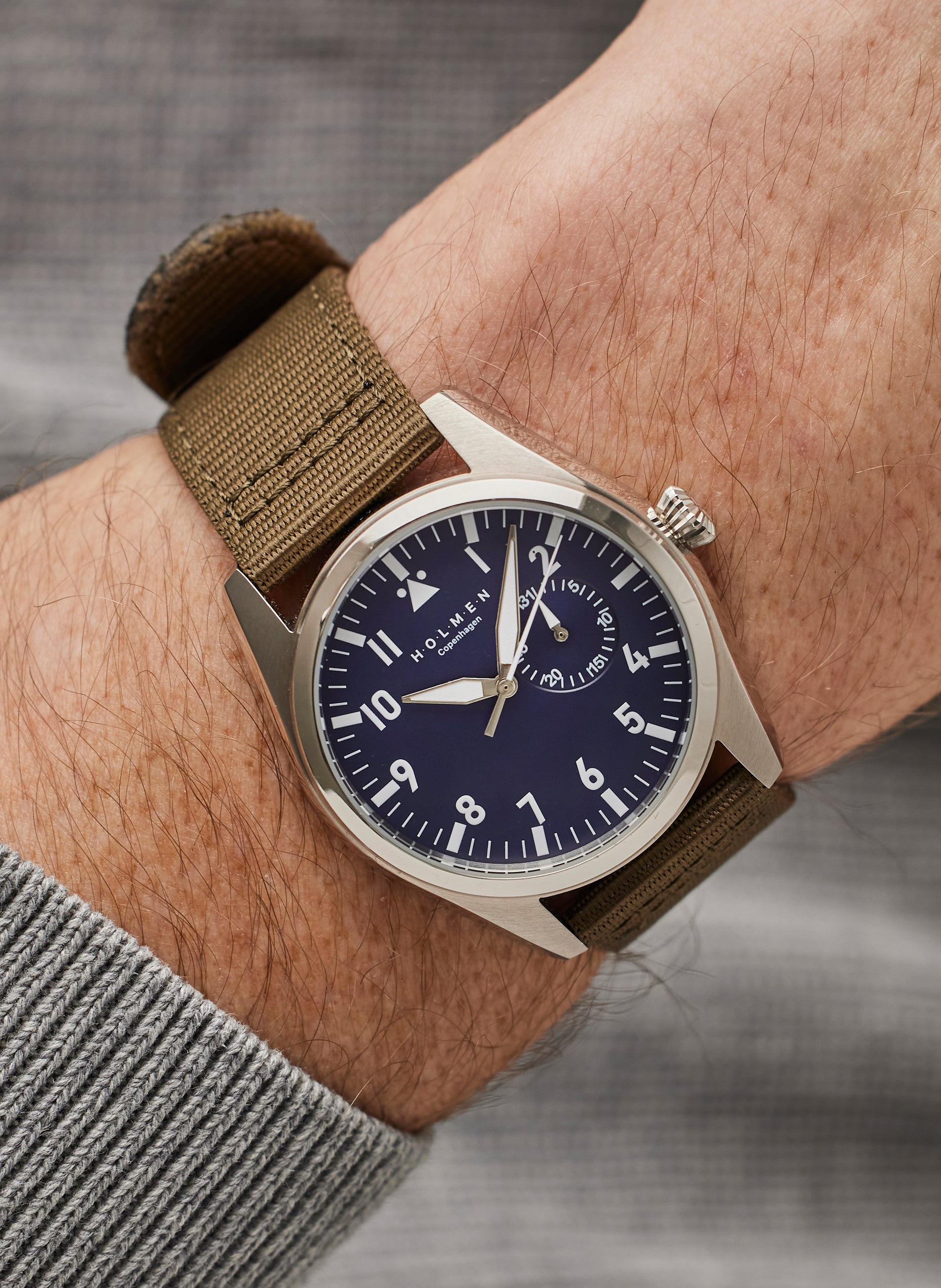 City watch 42mm navy blue dial with 2-piece khaki strap