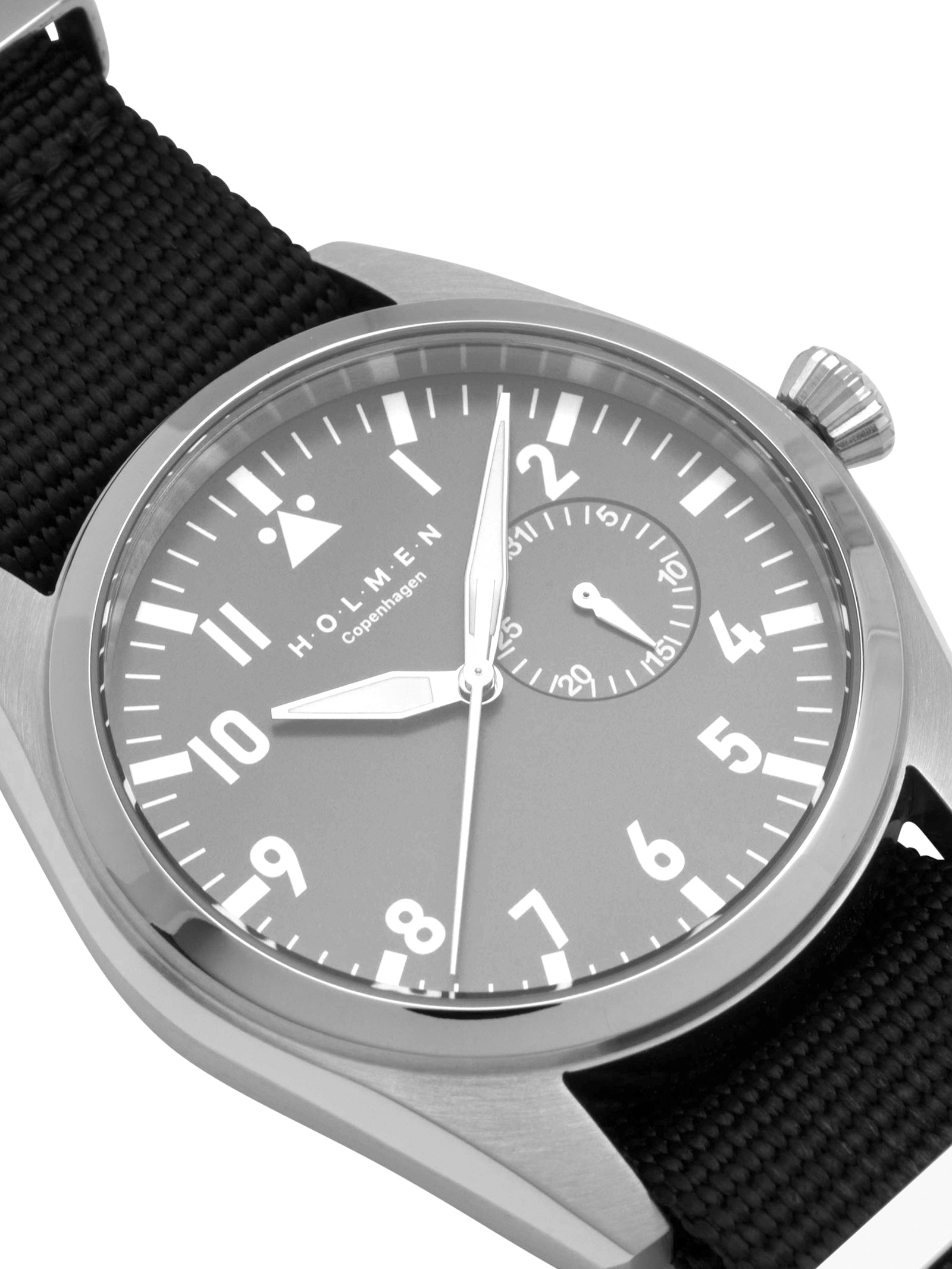 #Black strap and black dial on a white background